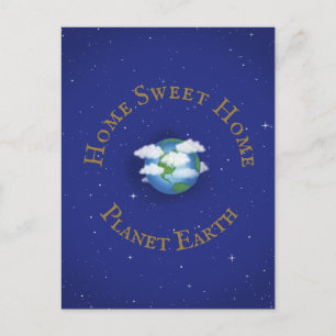 "Thuis Zoete Thuis Planeet Aarde" Whimsical Aangep Briefkaart