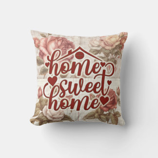 Thuis Zoete Thuis Rode Hart Vintage Huis Vastgoed Kussen