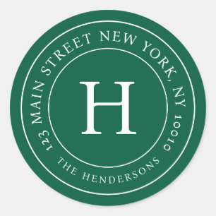 Thuisadres Modern Sober Chic Familie Monogram Ronde Sticker