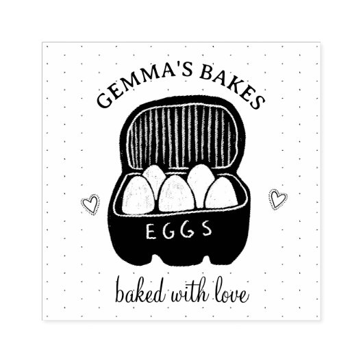 Thuisbakker Geïllustreerde Eierdoos Gemaakt Met Li Rubberstempel (Afrduk)