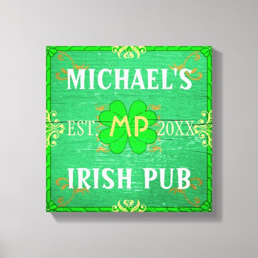  thuisbalie Irish Pub Green Canvas Afdruk (Voorkant)