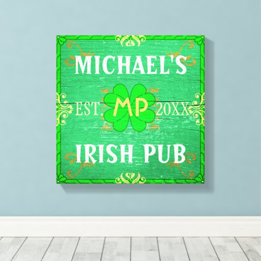 thuisbalie Irish Pub Green Canvas Afdruk (Insitu (Houten vloer))