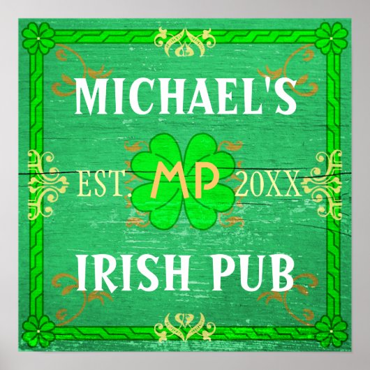  thuisbalie Irish Pub Green Poster (Voorkant)