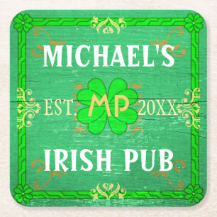 thuisbalie Irish Pub Green Vierkante Kartonnen Onderzetter