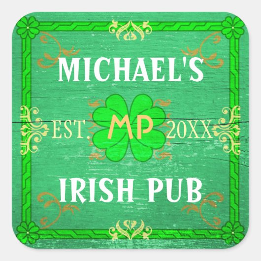 thuisbalie Irish Pub Green Vierkante Sticker (Voorkant)