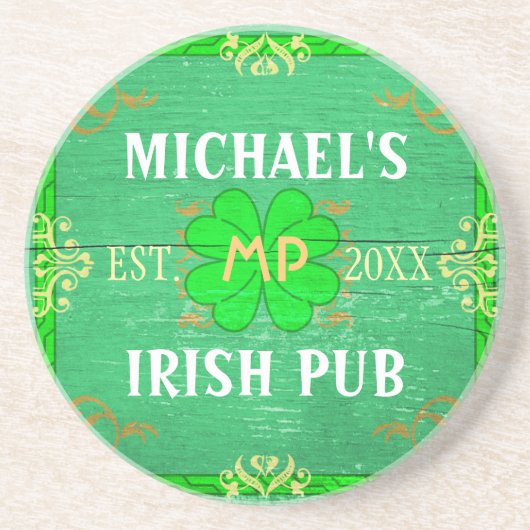 thuisbalie Irish Pub Green Zandsteen Onderzetter (Voorkant)