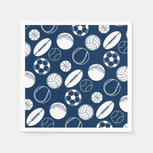 Thuisballen voor sport patroon zwart wit   KLEUR Servetten