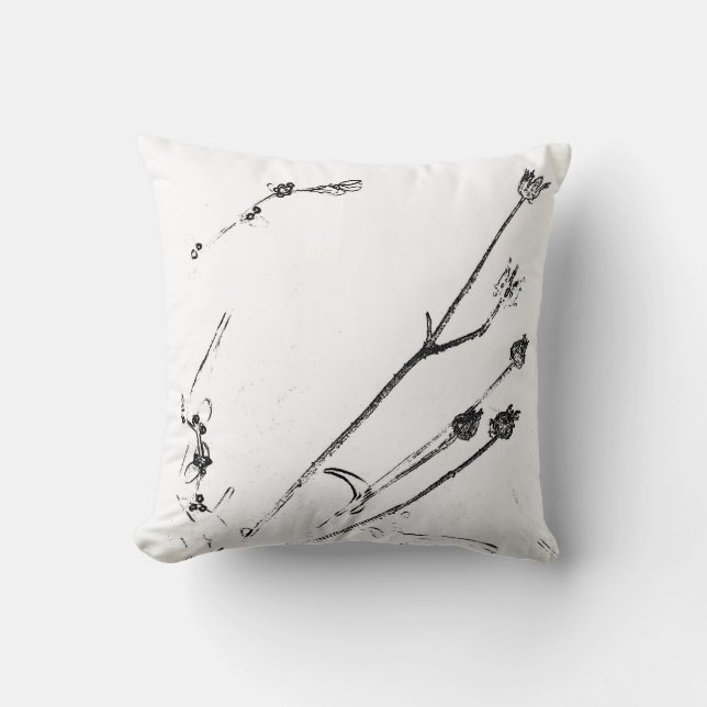 Thuisdecor Cushion White Natuur Tekening Kussen (Voorkant)