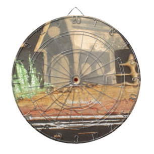 Thuisfoto's met zelfgemaakte kunst dartbord