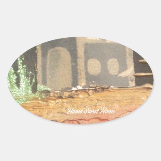 Thuisfoto's met zelfgemaakte kunst ovale sticker (Voorkant)