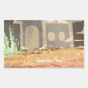 Thuisfoto's met zelfgemaakte kunst rechthoekige sticker