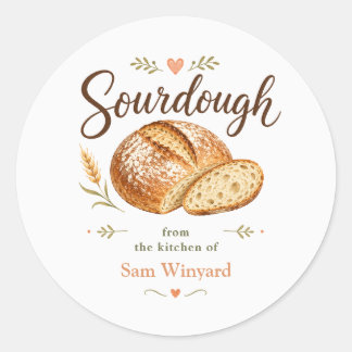 Thuisgebakken Zuurdesembrood Keukenlabel Ronde Sticker