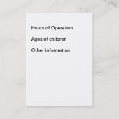 Thuisgebaseerde kinderzorg visitekaartje (Achterkant)