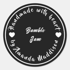 Thuisgemaakt met Liefde Hart Jam Ontwerp Ronde Sticker