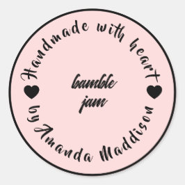 Thuisgemaakt met Liefde Hart Jam Ontwerp Ronde Sticker