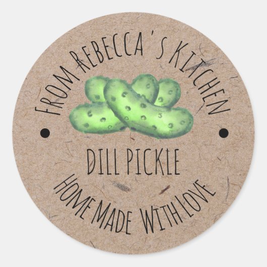Thuisgemaakt met Liefde Kraft Papier Dill Pickle L Ronde Sticker (Voorkant)