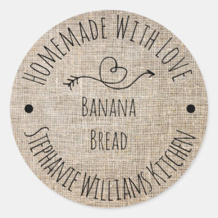 Thuisgemaakt met Liefde Rustieke Jute Gebakken Ronde Sticker