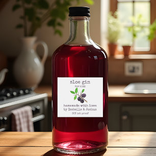 Thuisgemaakt met liefde Sloe Gin label Likeurfles Etiket