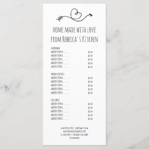 Thuisgemaakte Bakkerij Prijslijst & Menu Met Liefd