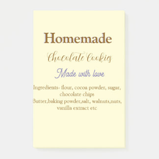 Thuisgemaakte chocoladekoekjes gemaakt met liefde  post-it® notes