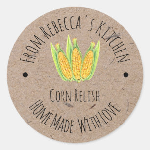 Thuisgemaakte maisrelish met liefde ronde sticker