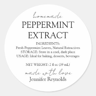 Thuisgemaakte Pepermunt Extract Fles Instructies Ronde Sticker
