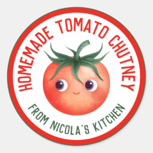 Thuisgemaakte tomatenchutney met je eigen recept ronde sticker