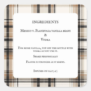 Thuisgemaakte Vanille-extract Fles Ingredienten La Vierkante Sticker