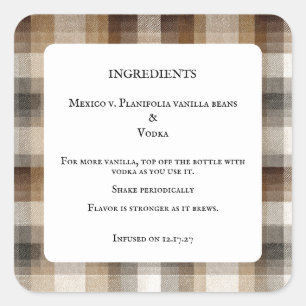 Thuisgemaakte Vanille-extract Fles Ingredienten La Vierkante Sticker