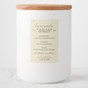 Thuisgemaakte Vanille-extract Instructie beige Voedselcontainer Etiket