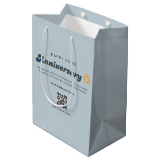 Thuisjubileum Vastgoed QR Code Retro Blauw  Medium Cadeauzakje