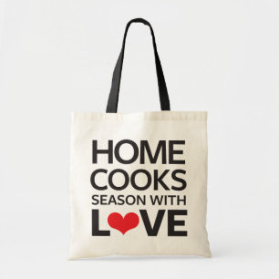 Thuiskookseizoen met liefde tote bag