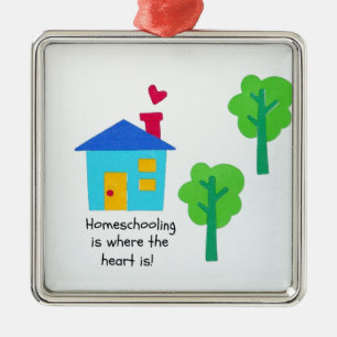 Thuisonderwijs is waar het hart is! metalen ornament
