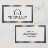 Thuispictogram | Tegels van witte baksteen | Metal Visitekaartje (Voorkant / Achterkant)