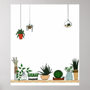 Thuispotentiële Planten Doodle Art Poster