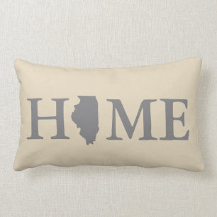 Thuisstaat Illinois Gray & Cream Kussen