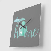 Thuisstaat is Michigan Silhouette Vierkante Klok (Hoek)