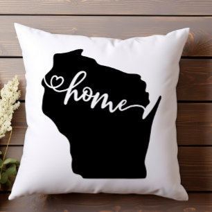 Thuisstaat Omlijning Hart Wisconsin Kussen