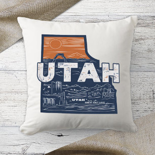 Thuisstaat Utah Retro Kleur Kussensloop Kussen