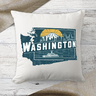 Thuisstaat Washington Retro Kleur Kussen