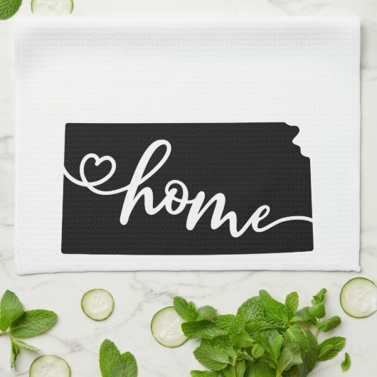 Thuisstaatoverzicht Heart Kansas Kitchen Towel Theedoek (Gevouwen)