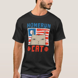Thuisstart met kat-honkbalsport t-shirt
