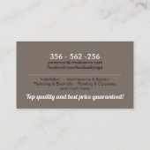 Thuisverbetering en -reparatie - Handymandiensten Visitekaartje (Achterkant)