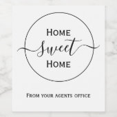 Thuiszoet home nieuwe thuiscadeau van agent wijn etiket (Enkel label)