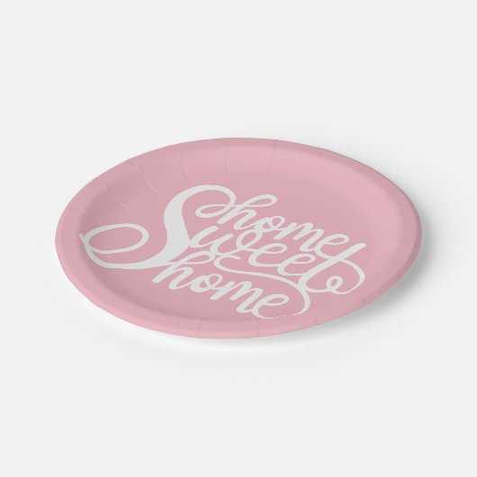 Thuiszoete thuisroze papieren bordje (Gekanteld)