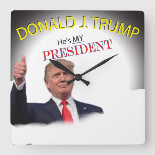 THUMB UP Trump is MIJN President Square Wall Clock Vierkante Klok