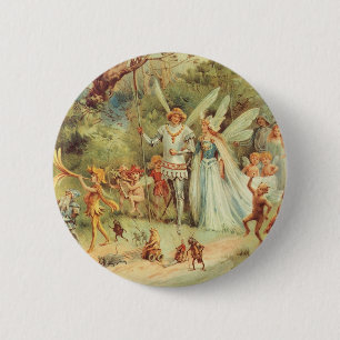 Thumbelina en Prince Wedding,  feiharde tales Ronde Button 5,7 Cm