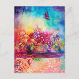 THUMBELINA, FLOWER BASKET EN BUTTERFLES BRIEFKAART