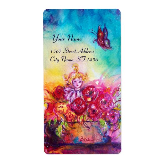 THUMBELINA, FLOWER BASKET EN BUTTERFLES ETIKET (Voorkant)