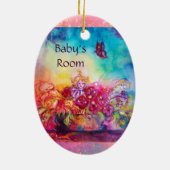 THUMBELINA, FLOWER BASKET EN BUTTERFLES KERAMISCH ORNAMENT (Achterkant)